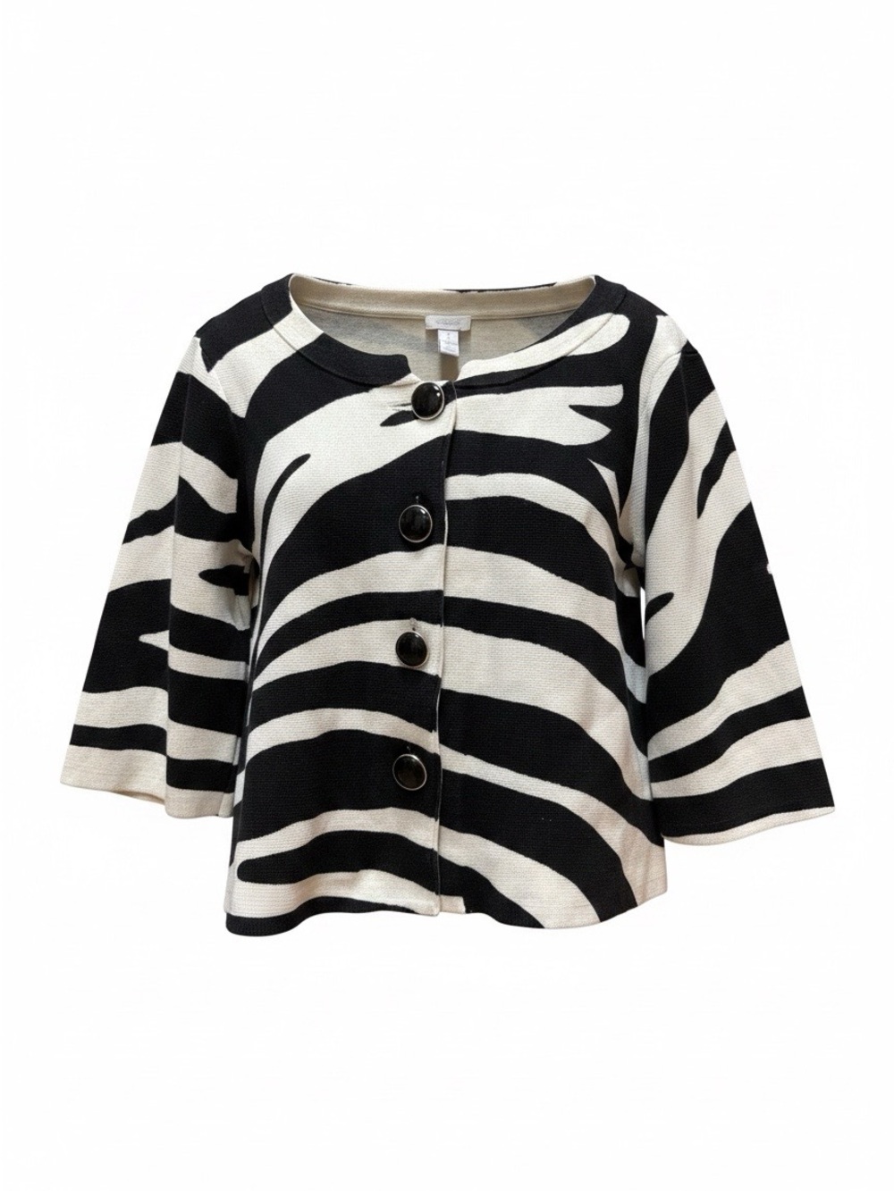Chico's Black and White Zebra Button-Front Jacket